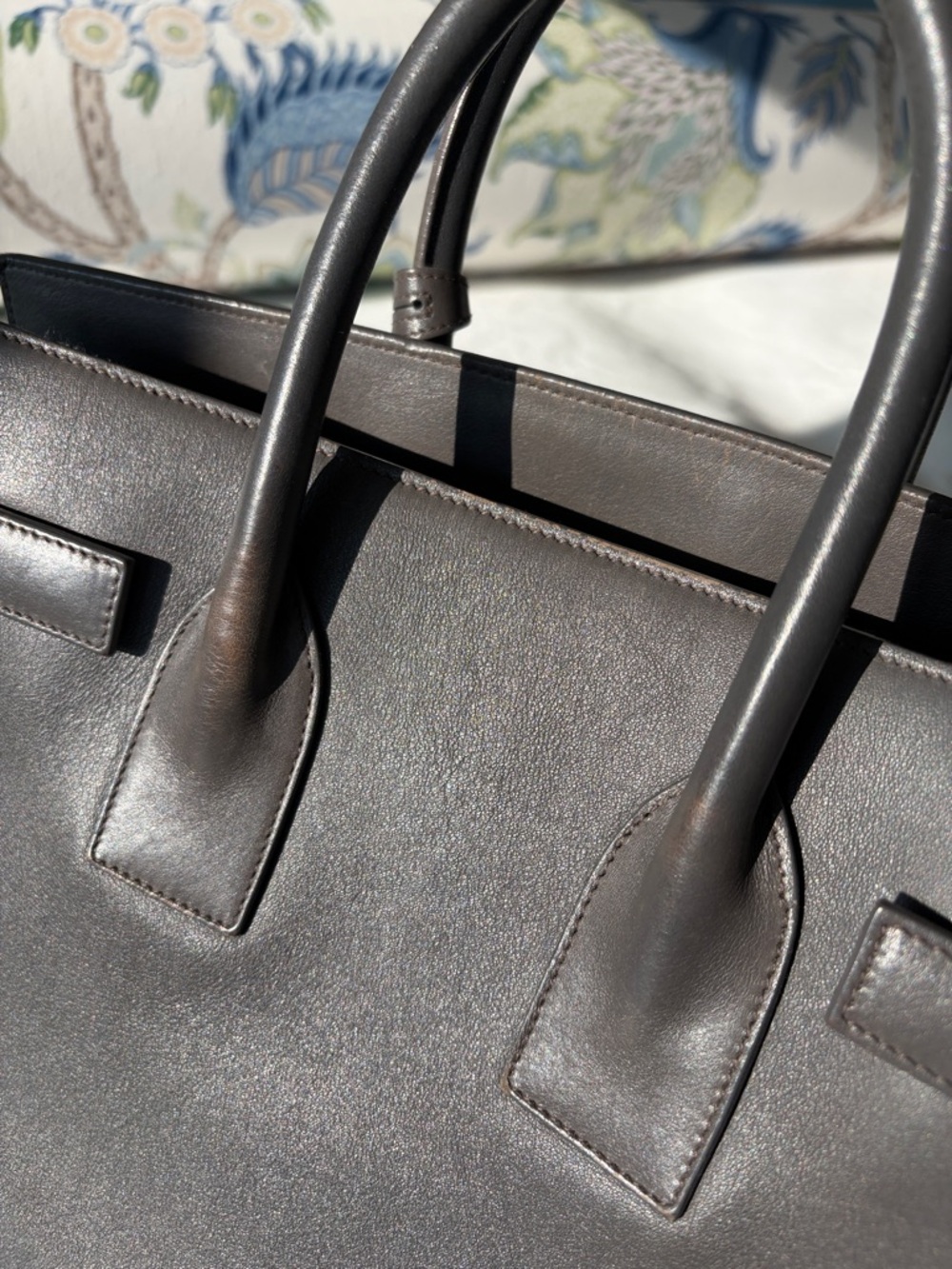 Saint Laurent Grey Leather Sac De Jour - Picture 11 of 13